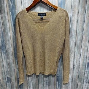 Ellen Tracy Sweater sz XL Gold Shimmer # W846​​​​